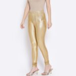 Shimmer Golden Leggings for Women | Stretchable Ethnic Leggings