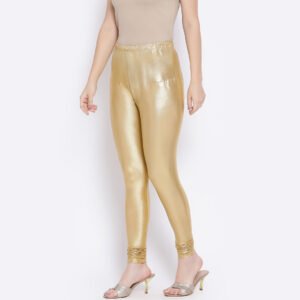 Shimmer Golden Leggings for Women | Stretchable Ethnic Leggings