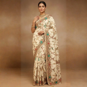 Karni Silk Off-White Pure Silk Saree