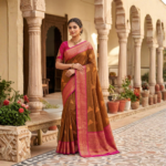 Dual-Tone Olive Green & Purple Kanjivaram Saree