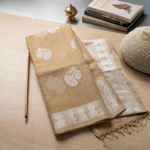 Dual-Tone Tissue Silk Saree in Silver & Golden