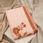 Peach Chiffon Suit Set with Pure Cotton Mirror Work