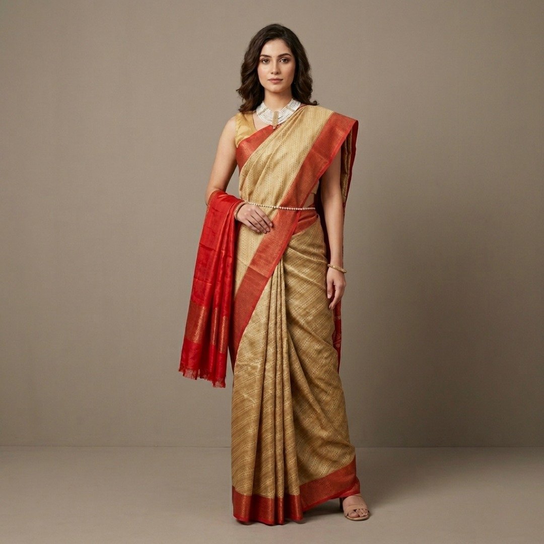 Brasso Silk Saree – Cream