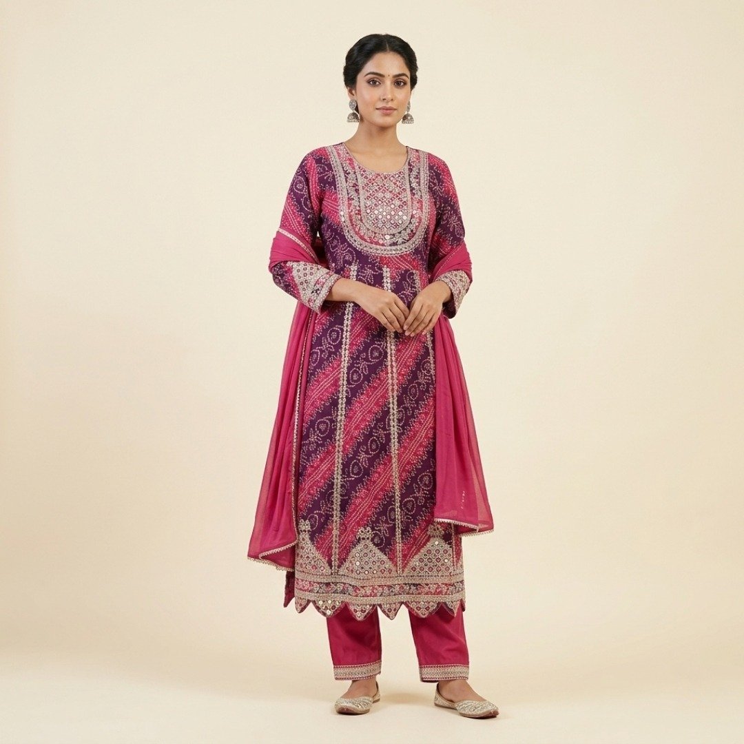 Jaipuri Print 3-Piece Suit Set – Size XL